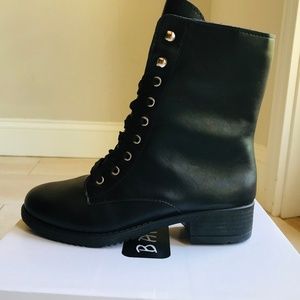 New Black Lace Up Combat Boot
